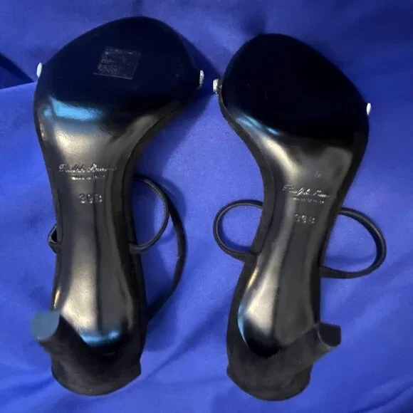 New Ralph Lauren Purple Label Suede Sandal Heel Crystal Embellishments Size 9 39 - Picture 6 of 6